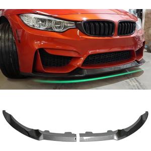 KHK Front Bumper Lip Spoiler for BMW 3 Series F80 M3 F82 F83 M4 2015-2020,Carbon Fiber Look ABS Air Dam Front Splitter Body Kit Accessories-2PCS
