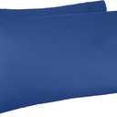 Amazon Basics 400 Thread Count 100% Cotton Pillow Cases, Sateen Weave, King Size, 40" x 20", Navy, Set of 2, Pillows Not Included