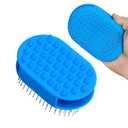 Upgraded Double-Sided Dog Brush for Shedding & Deshedding, Silicone Pet Bath Brush for Long Short Haired Dogs and Cats, Dog Grooming Brush for Shower, Massage, 3-in-1 Hair Removal Comb