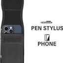 Holster for Large iPhone Plus, Pro Max Models 16 15 14 13 12 11 Xs Max - Cell Phone Belt Holder Case with Clip for Men, Nylon Pouch (Fits Otterbox Cover) Black