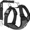 SlowTon Dog Seat Belt Harness for Car, Dog Car Harness Adjustable Mesh Breathable & Dog Seatbelt Safety Tether with Elastic Bungee for Pets(Grey, Double Clip, M)