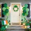 5 x 12 Inch St Patricks Day Shamrock Wood Hanging Welcome Sign Wreath for Front Door, Saint Patricks Lucky Shamrock Wood Sign with Gold Glitter and Plaid for Indoor Outdoor