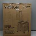 Foldable Utility Cart with Stair Climbing Wheels, Collapsible Rolling Crate with Telescoping Handle, Folding Shopping Trolley Handcart Grocery Book File Tool Teacher Storage Basket (Black)