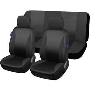 9PCS 3D Foam Car Black Full Set Seat Covers, Polyester Waterproof | Pressure support, vibration absorption, headrest covers included, fits most cars SUVs and trucks, auto interior accessories