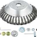 8'' Steel Wire Wheel Brush Weed Trimmer Head for Most Straight-Shaft String Trimmer & Brush Cutter & Weed Eater & Weed Wacker (with 2 Kinds of Blade Adapter Kit)