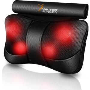 VIKTOR JURGEN Mothers Day Back Massager Kneading for Neck, Shoulder and Foot, Shiatsu Massage Pillow with Heat, Relaxation Gifts for Women/Men/Dad/Mom/Christmas/Fathers Day (Bright Black)