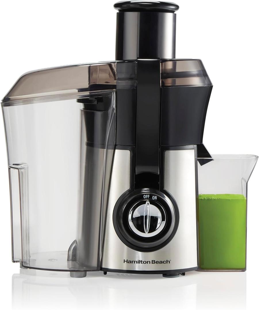 Hamilton Beach Juicer Machine, Big Mouth 3 Feed Chute for Whole Fruits and Vegetables, Easy to Clean, Centrifugal Extractor, Vegetable & Fruit Juicer, BPA Free, 800W Motor, Stainless Steel (Silver)