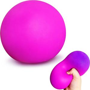 Giant Stress Balls Squishy Toys for Adults and Kids Prizes, 4-inch Jumbo Squeeze Dough Ball, Goodie Bag Stuffers, Stretchy Stress Ball for Anxiety, Autism | Purple Color Changing Stress Balls