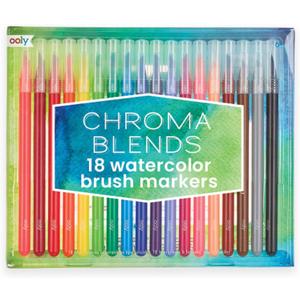 Ooly Chroma Blends Watercolor Brush Markers, Pens for Writing & Hand Lettering, School Supplies - Set of 18