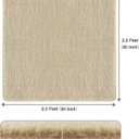 PURE ERA 30x30 Inch Soft Area Rug Ultra Plush Stair Landing Rug Beige | Soft Small Rug Indoor Easy Install, Self Adhesive Non Slip Protect Stairs from Scratch, Reduce Noise, Classic with Home Decor