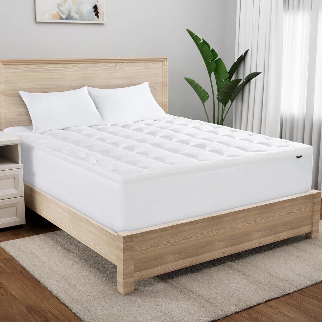 Serta Memory Flex Soft Twin XL Mattress Topper, 2" Pillow Top Mattress Pad, Cushioning Stain Resistant Mattress Protector with 15" Pocket for Secure Fit, Machine Washable, White