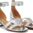 Franco Sarto womens Nora Ankle Strap Low Block Heel SandalHeeled Sandal (9.5, Silver Metallic)
