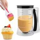 Pancake Batter Dispenser–4-Cup Batter Dispenser with Cupcake Scoop Batters Dispenser,Pancake Waffl Mix Dispenser with Squeeze Handle & Measuring Marks,for Cupcake,Muffins, Crepes