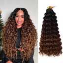 8Packs Curly Crochet Hair Boho Ocean Wave Crochet Hair 12Inch Pre Looped Crochet Hair for Black Women Pre Twisted Bench Curl Crotchet Hair(1B/33/30, 18inch)