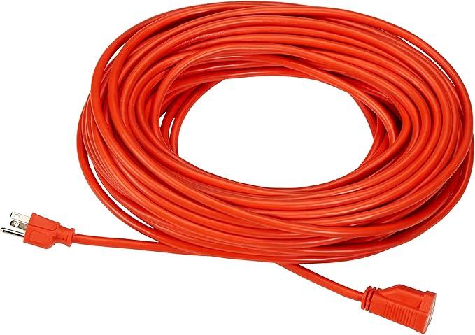 Basics 100 Foot 3Prong Vinyl Indoor/Outdoor Extension Cord 10 Amps, 1250 Watts, 125 VAC Orange