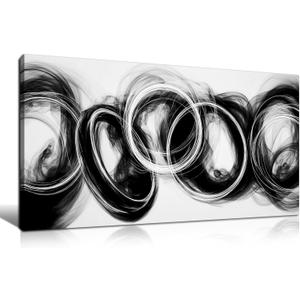 MXUNYZ Black and White Abstract Canvas Wall Art Minimalist Print Painting, 40"L x 20"W