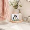 Mtrgdn Dog Decor,Dog Mom Gifts for Women,Dogs Lover Gifts,Flowers Husky Wooden Box Sign Desk Decor,Farmhouse Home Office Desk Shelf Wall Decoration,5x5 Inch