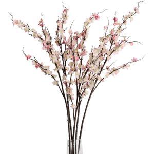 5Pcs Silk Cherry Blossom Branches 39'' Artificial Flowers Faux Cherry Blossom Stems for Vase Summer Spring Wedding Decor (5, Pink)