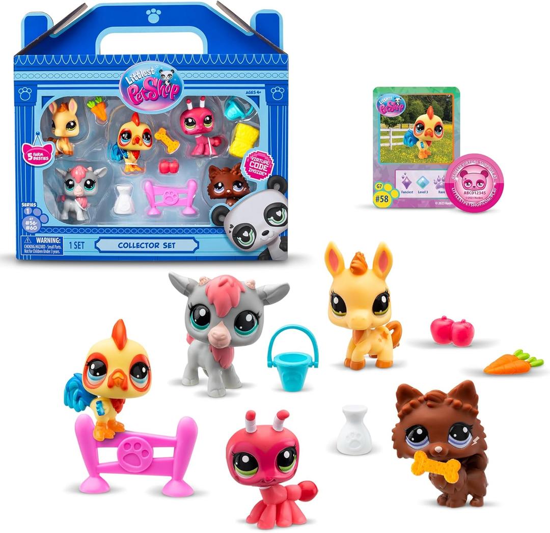 Littlest Pet Shop Farm Besties Collector Set - Gen 7 Bobble Head Pets #56-60, Imagination Toy for Kids 4+