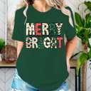 Merry Christmas Shirts for Women Funny Snowflake Graphic Print Holiday T Shirt Winter Casual Short Sleeve Xmas Tee Tops (Green, M)