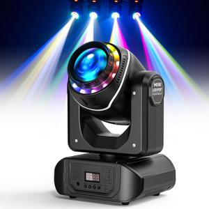 108W Moving Head Beam Light with Remote Control,18-Facet Prism DJ Lighting 10 Gobos 8 Colors DJ Lighting Spotlight by DMX and Sound Activated for Wedding, Parties, Bar, Live Show