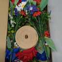 4 Bundles 4th of July Artificial Rose Patriotic Faux Fake Red White Blue Flowers Bouquet with Ribbon for Independence Day Memorial Day Farmhouse Table Centerpiece Floral Vase Home