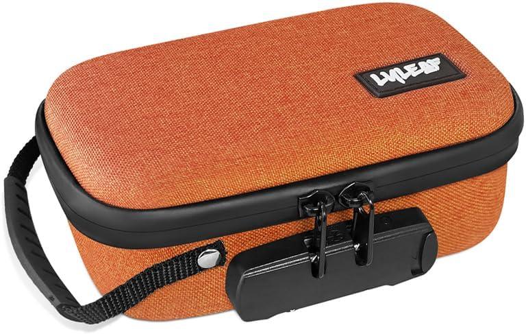 Smell Proof Bag Containers with Lock, Small Stash Box, Portable Hard Body Case (7Inch Orange)
