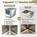 14.7 Inches High Sides Cats Litter Box, 304 Food Grade Stainless Steel