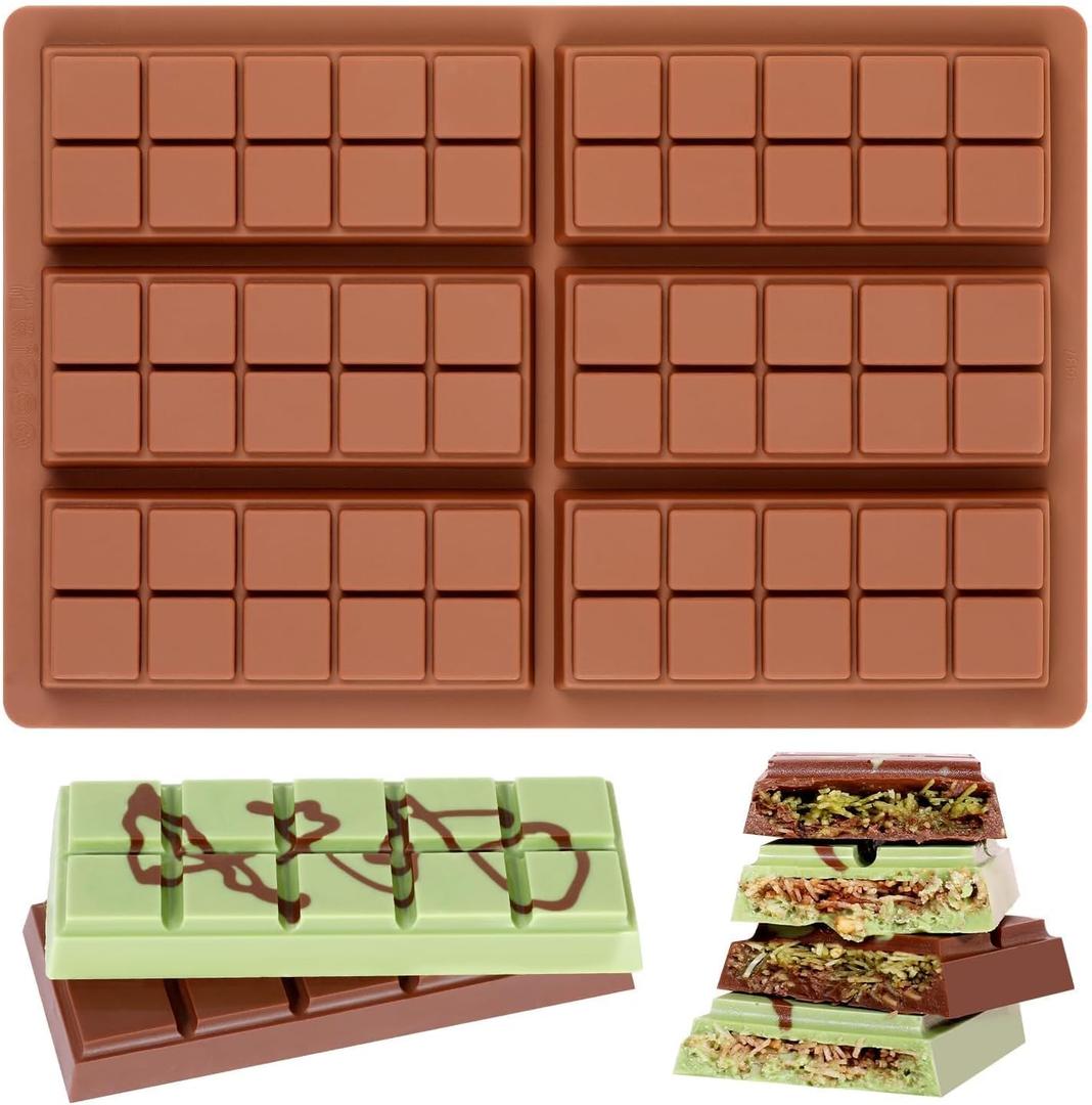 Chocolate Bar Mold - Non-Stick Chocolate Molds, Food Grade Silicone Deep Mold for Dubai Pistachio, Candy, Snacks (Square, Choco: 1 PC)