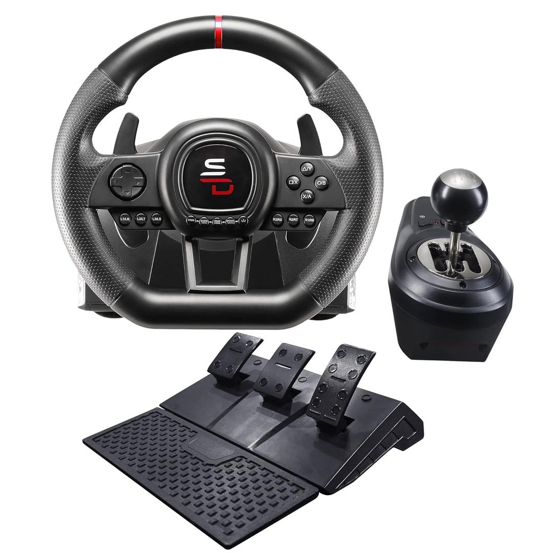 SUBSONIC - Superdrive GS650-X Steering Wheel with Manual Shifter, 3 Pedals, and Paddle Shifters - Racing Wheel for Xbox Series X/S, PS4, Xbox One - Black