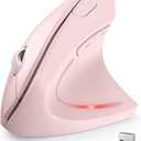 TECKNET 2.4G Ergonomic Mouse Vertical Wireless - 4800 DPI Optical Carpal Tunnel Mice Right Hand, 4800 DPI Adjustable, Quiet Clicks, 6 Buttons for Laptop, Desktop, PC, Computer - Pink