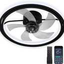 Ceiling Fan with LED Light,Low Profile Ceiling Fans, Flush Mount Modern Ceiling Fans,Fandeliers Ceiling Fan Fixture with App&Remote Control, for Bedroom/Kitchen/Small Room,Black
