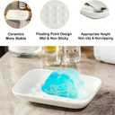 Miamolo Soap Dish, Ceramic Soap Holder Shower Soap Dish for Bar Soap Sponge, Soap Saver Tray for Bathroom Kitchen Sink, White