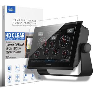 Premium Tempered Glass Screen Protector designed for Garmin GPSMAP 1223 / 1223xsv / 1243 / 1243xsv / 1253xsv Marine Chartplotter 12 Inch Touchscreen 9H Anti Scratch (HD Clear)