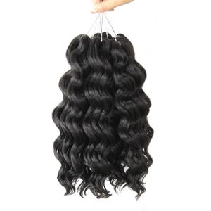 Ocean Wave Crochet Hair 6 Inch 8 Packs Soft Deep Twist Crochet Braids Synthetic Wavy Braiding Hair Extensions (1# Jet Black)