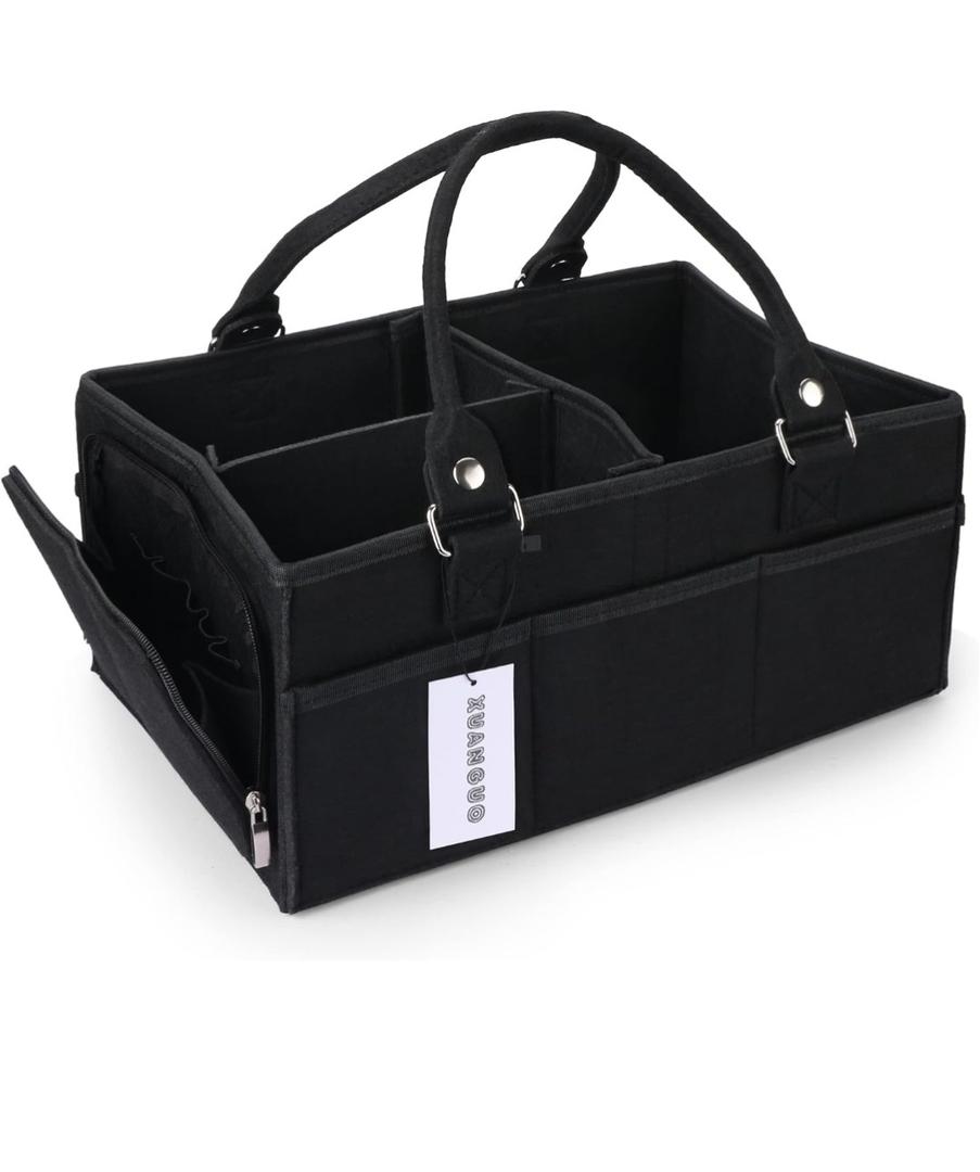 Baby Diaper Caddy Organizer for Girl Boy Large Nursery Storage Bin Basket Portable Holder Tote Bag for Changing Table and Car Baby Shower Gifts Newborn Essentials Must Haves Items black