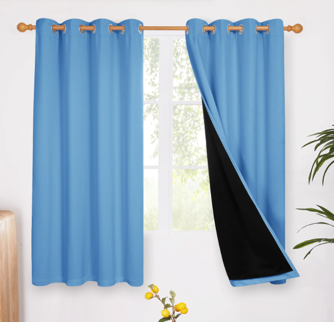 Best Home Fashion Thermal Insulated Blackout Curtains - Back Tab/ Rod Pocket - Blue - 40"W x 60"L - (Set of 2 Panels)