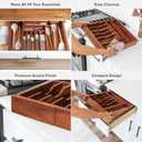 KitchenEdge Premium Silverware, Flatware and Utensil Organizer for Kitchen Drawers, Expandable 14.5 to 25 Inches Wide, 10 Compartments, Food-Safe Premium Acacia Wood Finish Kitchen Storage Tray