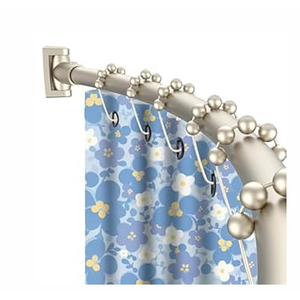 Brushed Nickel Curved Shower Curtain Rod Round Shower Rod Adjustable 33-78 In Stainless Steel Rustproof Bowed Shower Curtain Rods for Bathroom Bathtub Stall Rounded Curved Shower Rod Bar Need to Drill