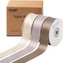 QIANF Champagne Double Face Satin Ribbon 1 Inch x 45 Yards Ivory Fabric Ribbon for Gift Wrapping, Flower Bouquets, Hair Bows Making, Wedding Decoration, Invitation Cards, Christmas (3 Rolls *15Yd)