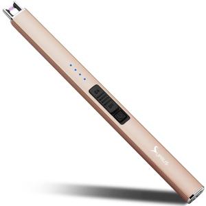 SUPRUS Electric Lighter Arc Windproof Flameless USB Rechargeable Lighter with Safety Lock for Candle BBQ Camping (Champagne Gold)