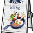 USCNC 24 x 36 Heavy Duty Slide-in Folding A-Frame Sidewalk Sign Black Coated Steel Metal Double-Sided Pavement Sign (Frame only)