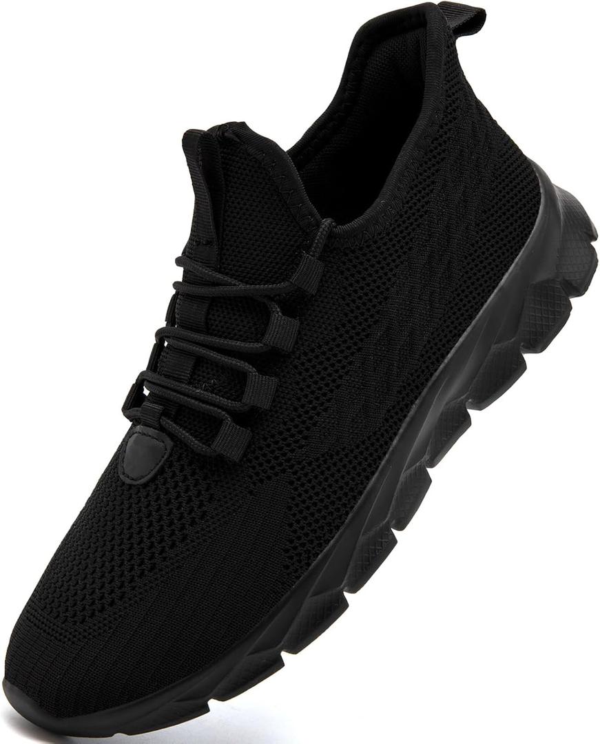 Black Sneakers for Women Tennis Walking Running Shoes Slip on Athletic Workout Breathable Non Slip Ladies Size 9.5