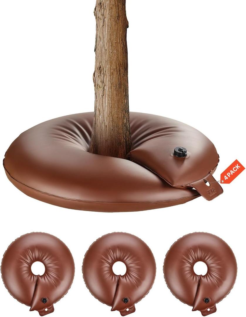 VEVOR Tree Watering Bags Slow Release, 4 Pack 16 Gallons Tree Watering Ring, Reusable Refillable Tree Irrigation Ring Water Bags, Heavy Duty Watering System for Shrub Tree Root Drip Irrigation