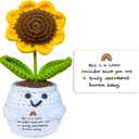 Funny Handmade Sunflower Crochet Doll - with Card This is A Little Reminder - Emotional Support Gifts for Teacher,Coworker,Best Friend, Mom,Dad,Sister - Birthday, for Women,Men