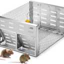 Qualirey 1 Pack Humane Rat Trap with Double Opening One-Way Door 12 x 9 x 6 Inch Automatic Chipmunk Rodent Small Mouse Trap Cage No Kill Animal Live Squirrel Rat for Indoor Outdoor Use