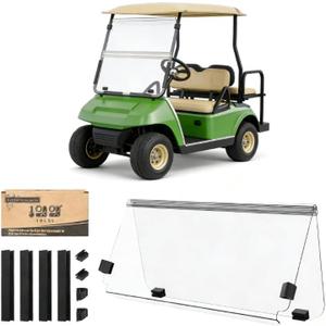 10L0L Golf Cart Windshield for Club Car DS 1982-2000 0.2 Inch(5MM) Thick DOT Approved Windproof Windshield - Fold Down, Impact Resistant Clear