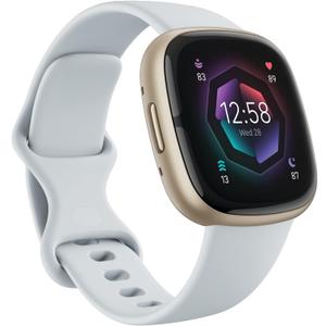 Fitbit Sense 2 Advanced Health and Fitness Smartwatch with Tools to Manage Stress and Sleep, ECG App, SpO2, 24/7 Heart Rate and GPS, Blue Mist/Pale Gold, One Size (S & L Bands Included)