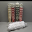 100 Pack 16 oz Christmas Disposable Coffee Cups with Snap-on Lids - for Hot or Cold Drinks, Paper Coffee Cups for Xmas Holiday Table Decorations Party Supplies, 5 Assorted Christmas Styles