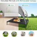 Elevated Outdoor Dog Bed with Canopy, Raised Dog Cot with Shade, Waterproof Dog Tent for Medium Small Dogs Portable Cooling Pet Bed with Breathable Mesh for Camping Beach, Large
